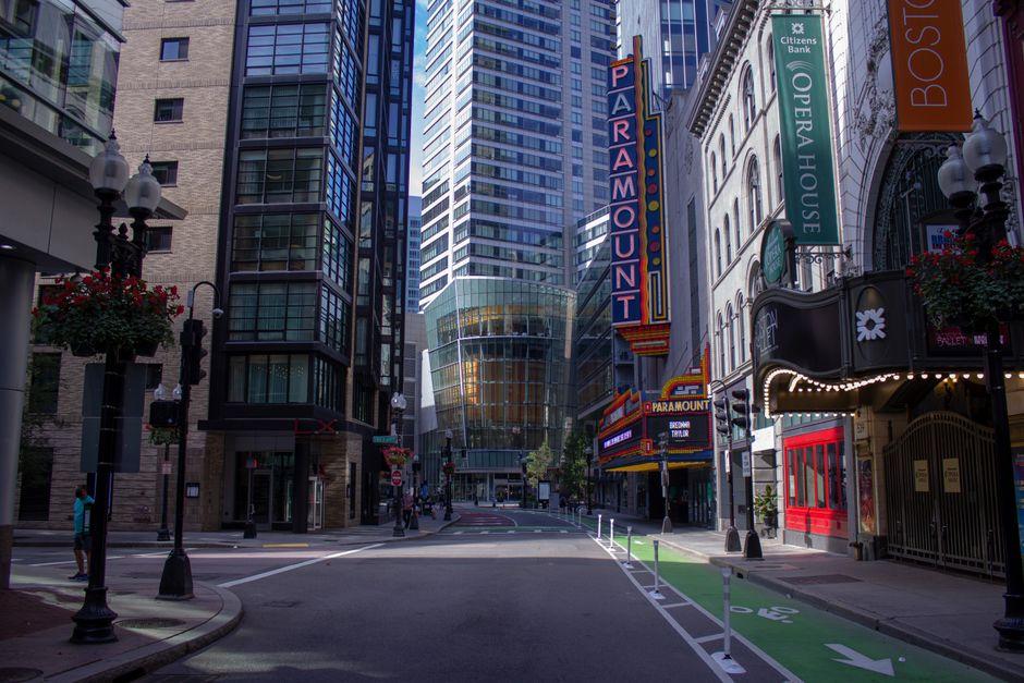 Empty Road Between Buildings